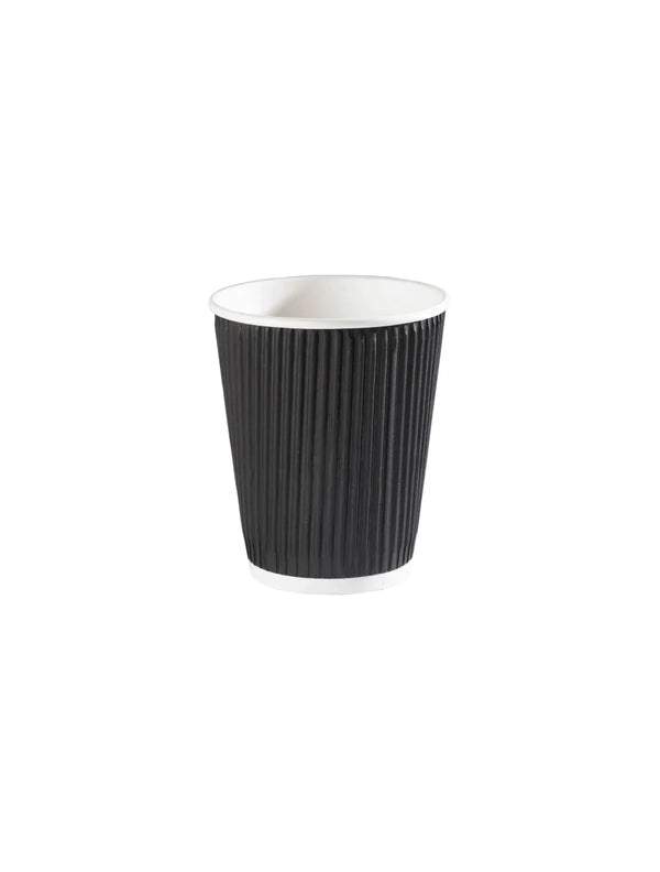 10oz Squat Black Ripple Paper Cup - 500pk