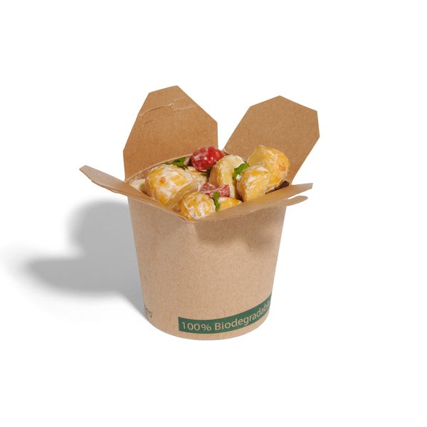 500ml (16oz) Kraft Round Compostable Food Pail - 500pk