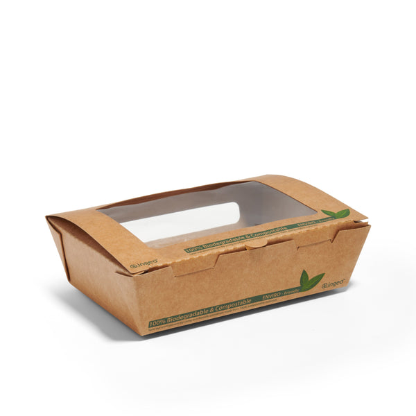 700ml Compostable Kraft Window Salad Boxes - 200pk