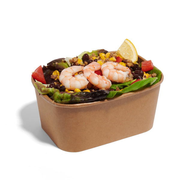 1000ml Kraft Rectangular Paper Bowl - 300pk